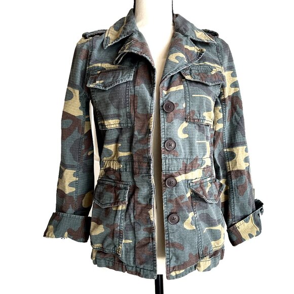 MADEWELL Women’s Camo Military Utility Jacket Green Khaki Size XS Cotton - Picture 1 of 9